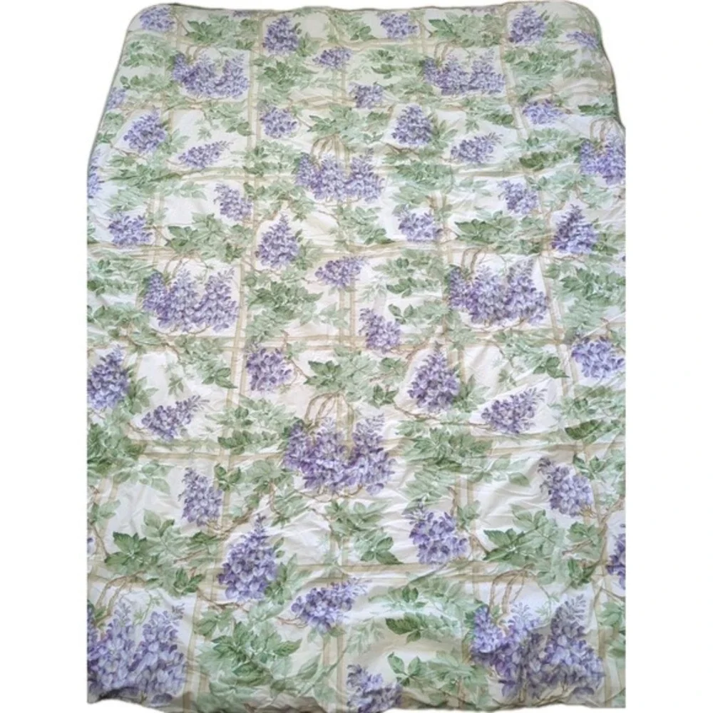 Vintage‎ LIZ at HOME Wisteria Purple Floral Plaid Reversible Twin Comforter 90s